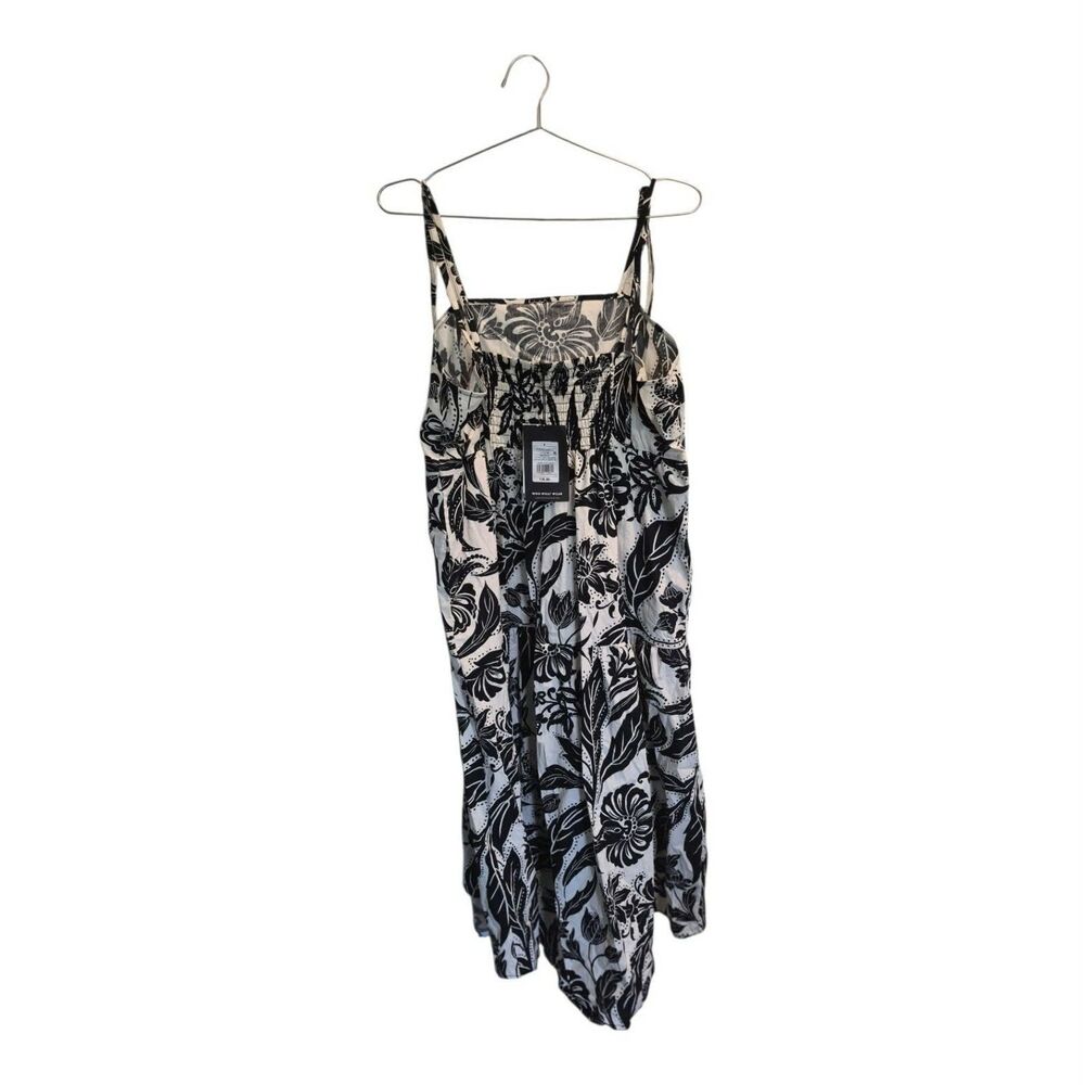 Floral Maxi Dress Women Black White Spaghetti Strap NWT